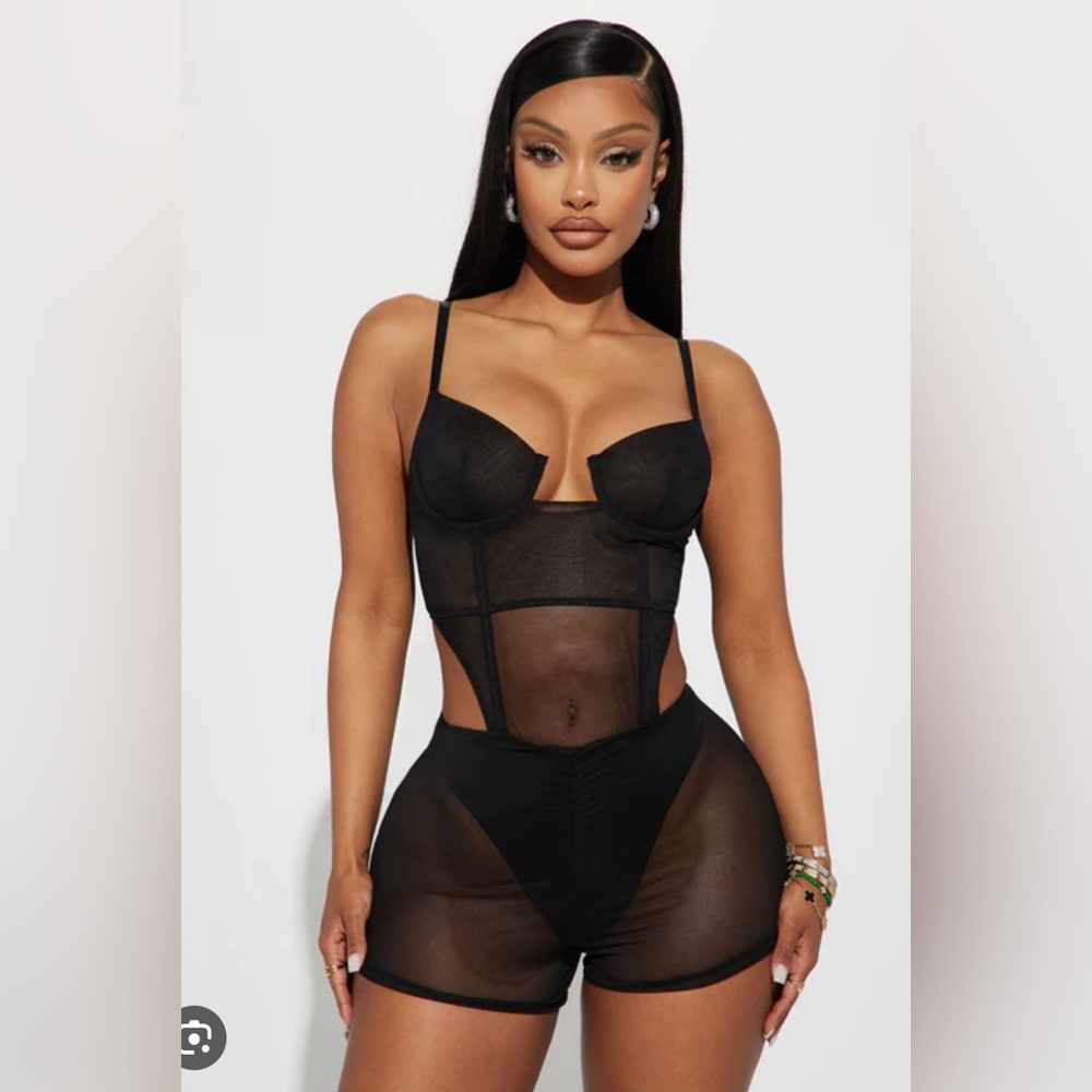Mesh Romper- Black